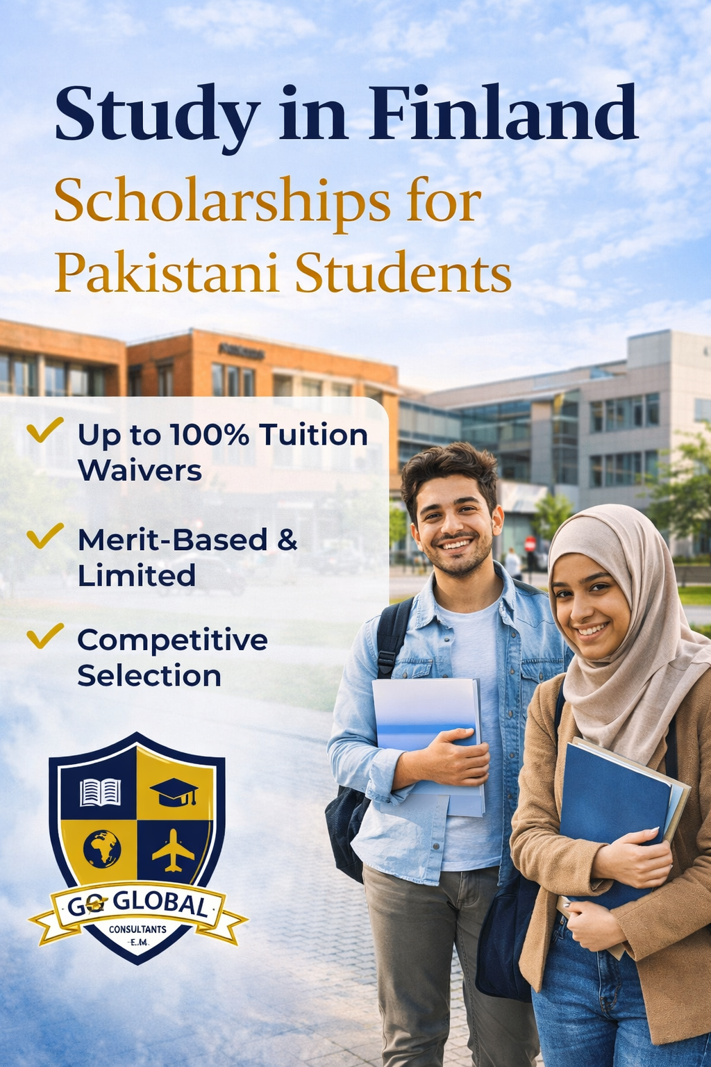 Pakistani students at a Finnish university campus for Study in Finland 2026 by Go Global Consultants
