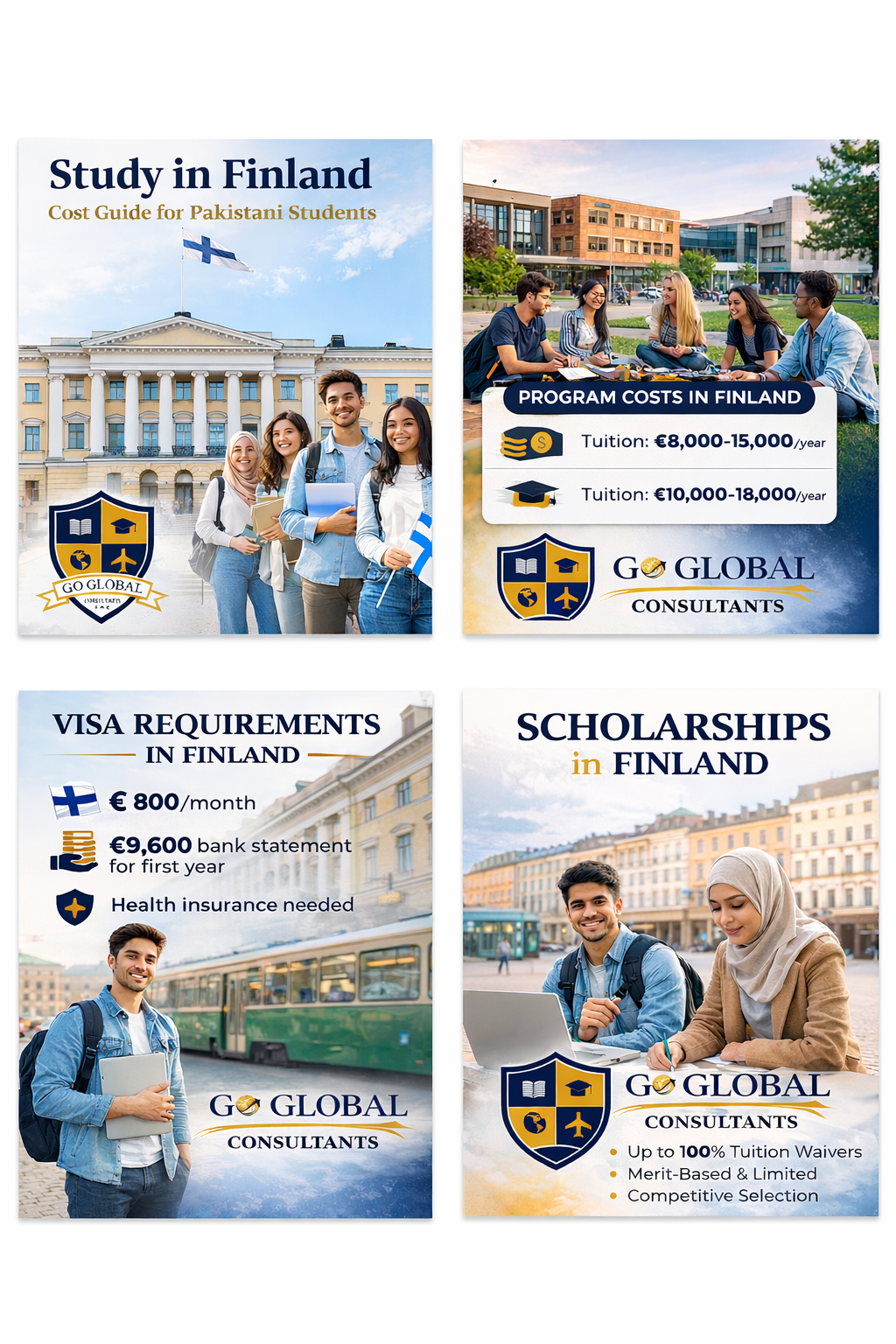 Pakistani students at a Finnish university campus for Study in Finland 2026 by Go Global Consultants
